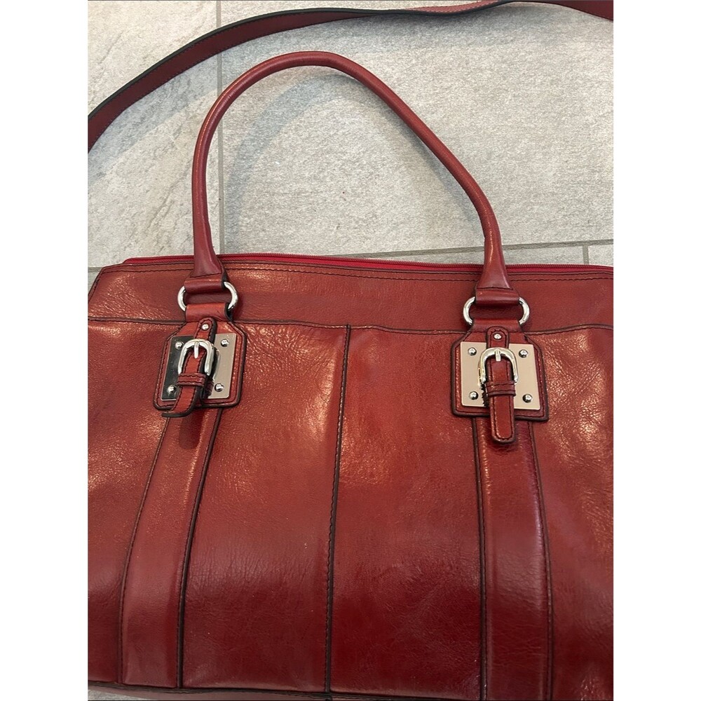 Wilsons Leather Brownish Red Leather Shoulder Bag with Adjustable Strap Vintage - Picture 3 of 6